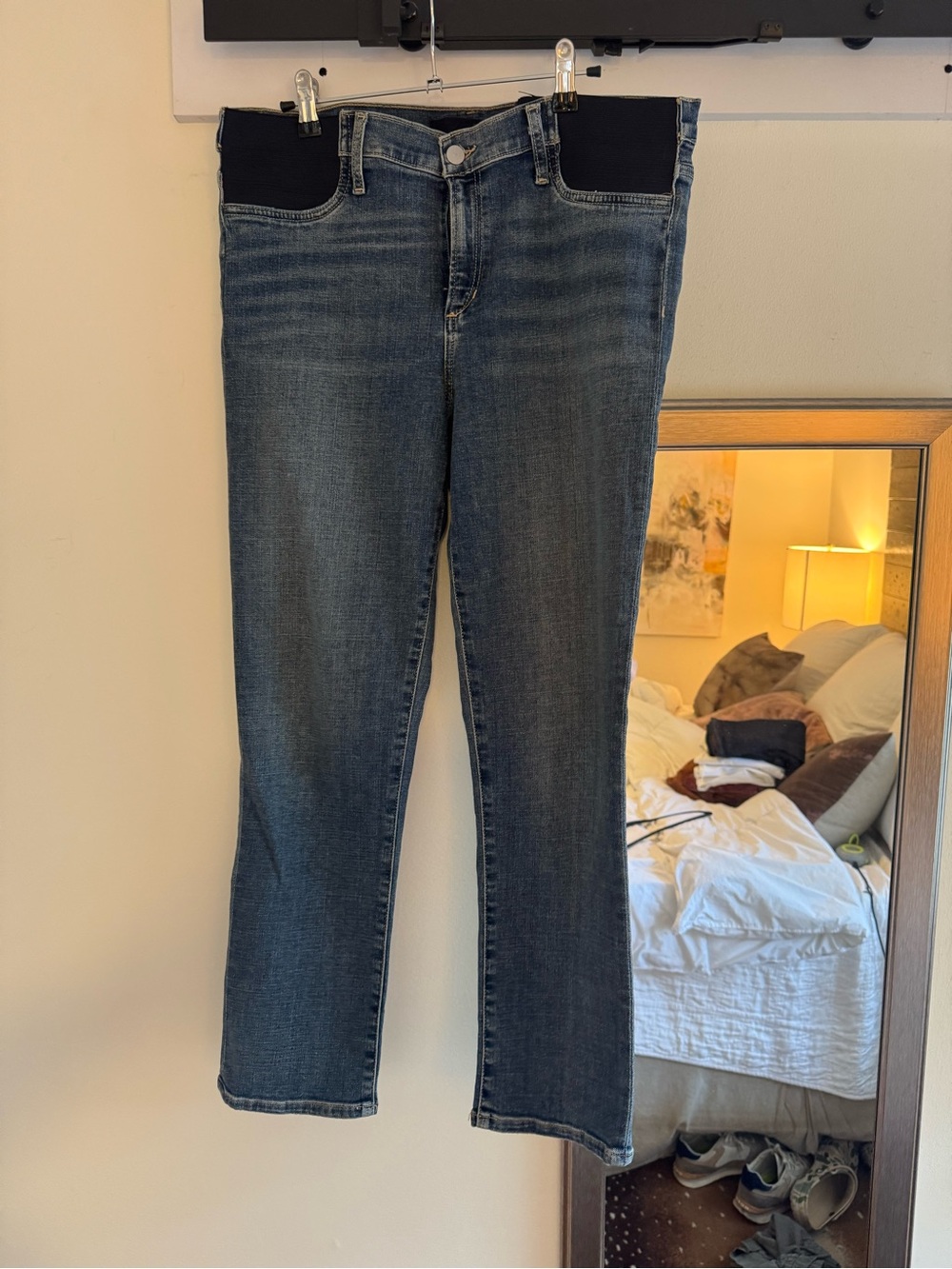 Joe's Jeans Dark Blue Straight Leg Maternity Jeans with Black Panel